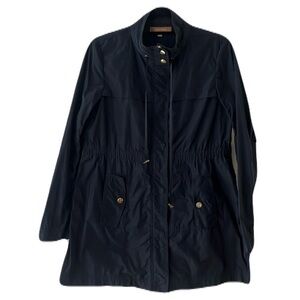 Ellen Tracy Three Quarter Length Lightweight Navy Gold Jacket Size S